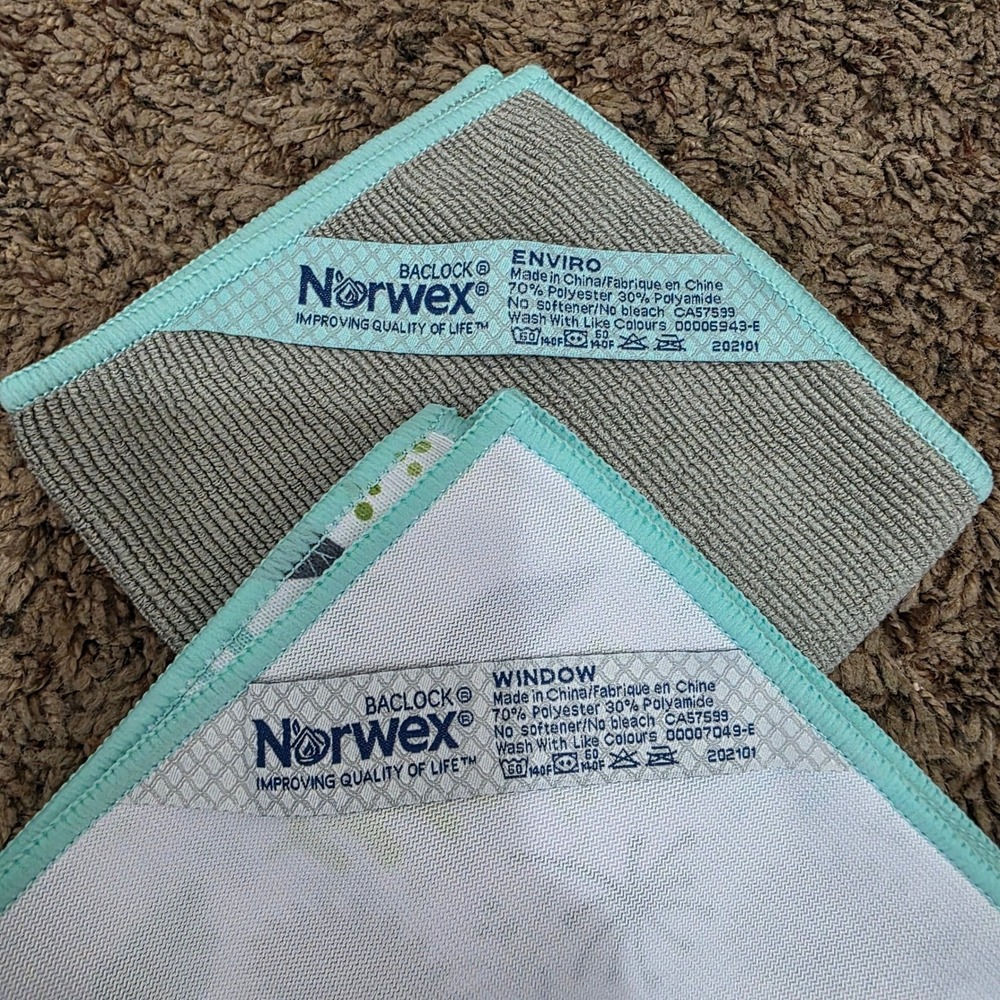 Norwex 4pc Set Hedgehog Window Cloth EnviroCloth Ribbed Kitchen Towel Mint Gray - Picture 6 of 9